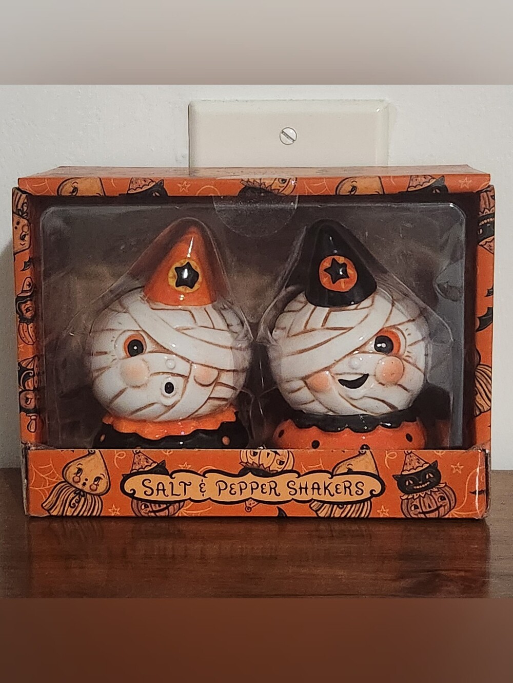 Johanna Parker Halloween Mummy Salt and Pepper Shakers, NIB
